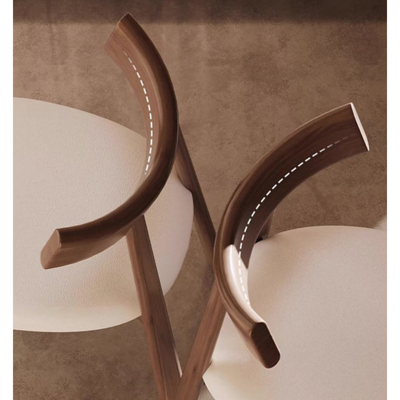 Chaise rembourrée moderne avec pieds en bois, Blanc