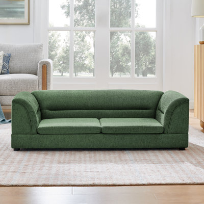 Canapé surdimensionné pour animal de compagnie, canapé rectangulaire pour chien avec accoudoirs courbés, canapé confortable en lin pour animaux de grande taille et surdimensionnés - vert olive 1pc
