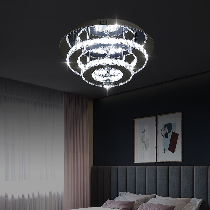  36W Modern Round LED Crystal  Flush Mount Crystal Chandeliers Fixture, 6000K, White Light