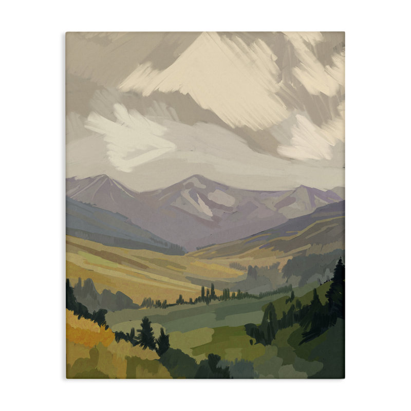 Toile abstraite à flanc de montagne, conception par Amelia Noyes, H 20 po x l 16 po