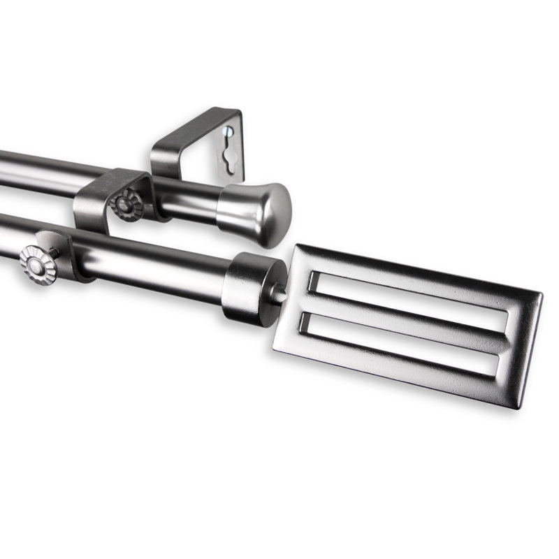 Ensemble de tringle à rideaux double et quincaillerie Madill, H 28 po x l 48 po, Nickel satiné
