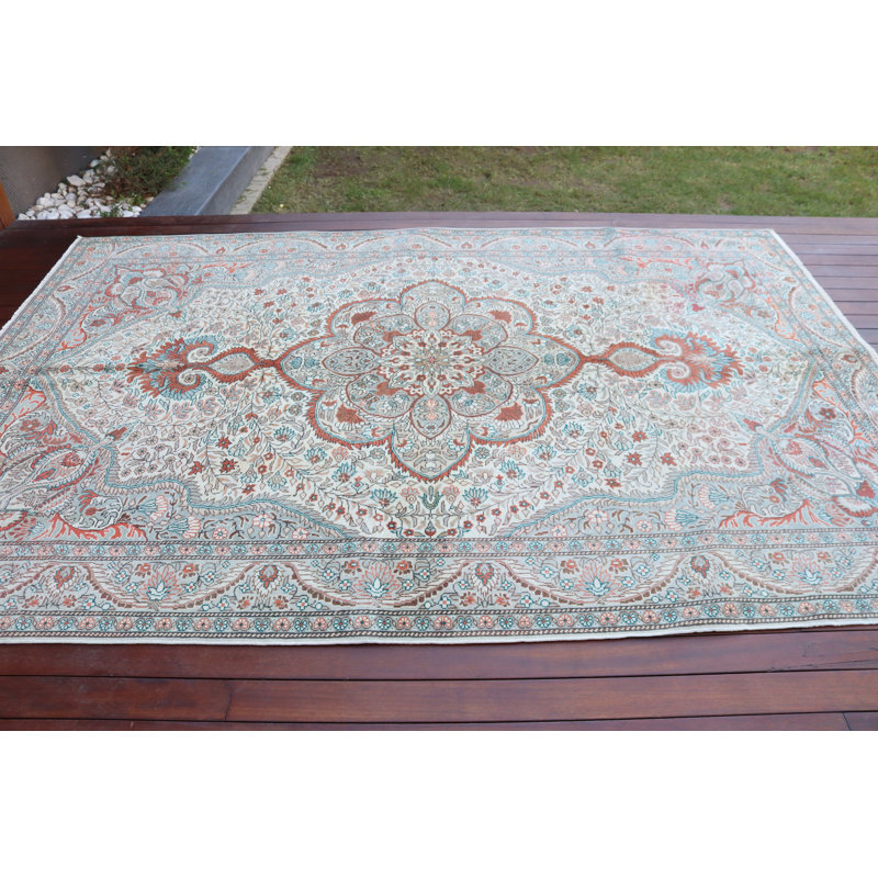 Grand tapis turc rétro tissé à la main, idéal pour le salon et la chambre à coucher