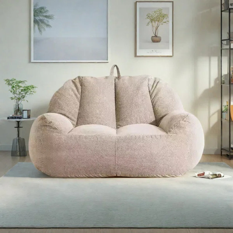 Lamb velvet bean bag sofa, Beige Fabric