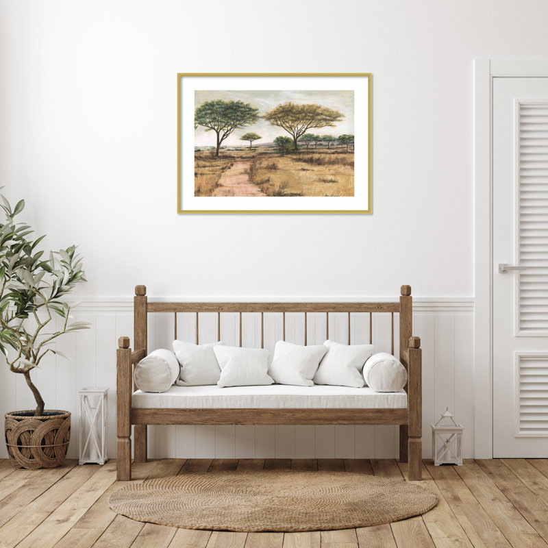 «Savanna Plain I» par Michael Willett, impression sur bois encadrée, H 30 po x l 41 po