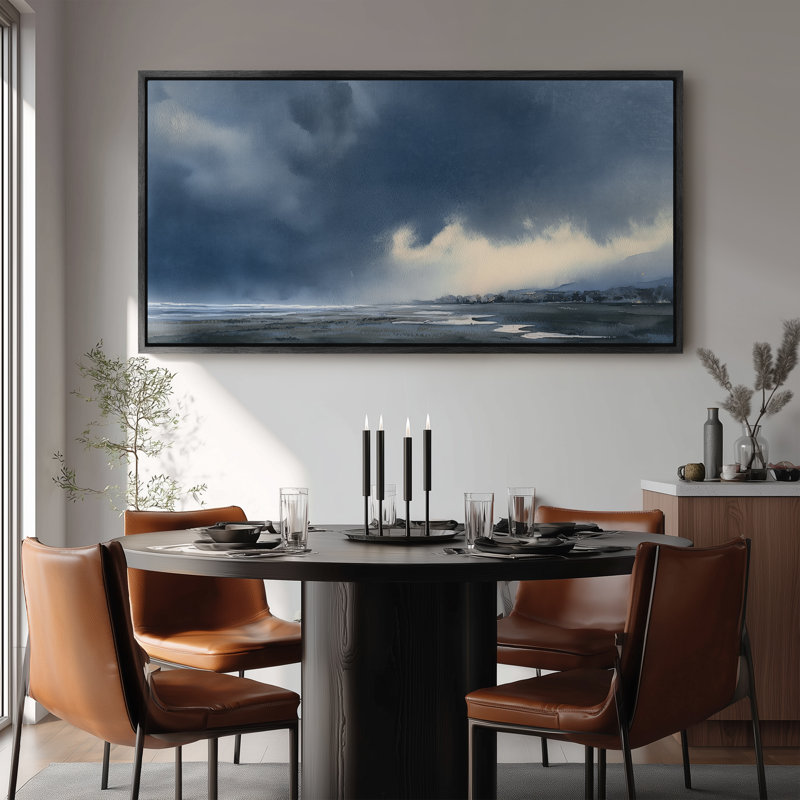 Grande toile murale encadrée, décor de paysage marin Moody Coastal Sky - 60 po x 20 po, 60 po x 30 po, H 30 po x l 60 po