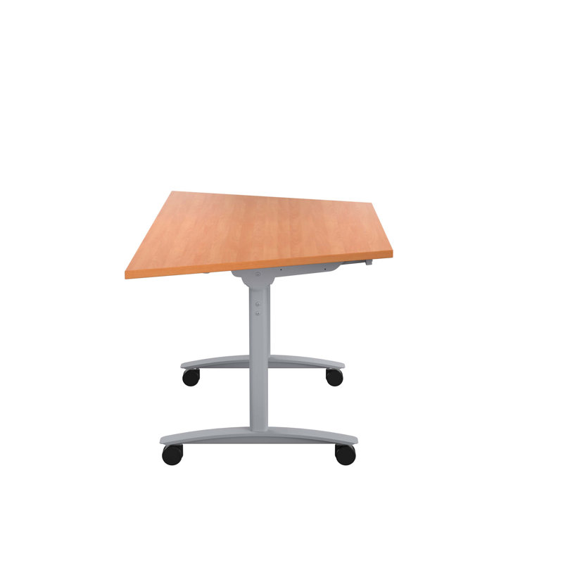 Buariki Trapezoid 4 Person Flip Top 160cm L Modular Training Table with Casters, Beech