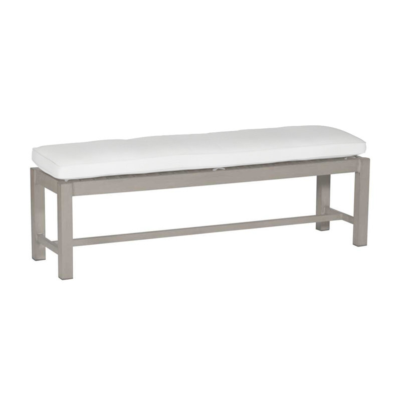 Club Aluminum 60" Bench - Oyster, Oyster, Rollo Lace InsideOut® Linen, Welt