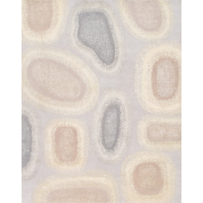 Hand Knotted Abstract Area Rug in Beige/Blue