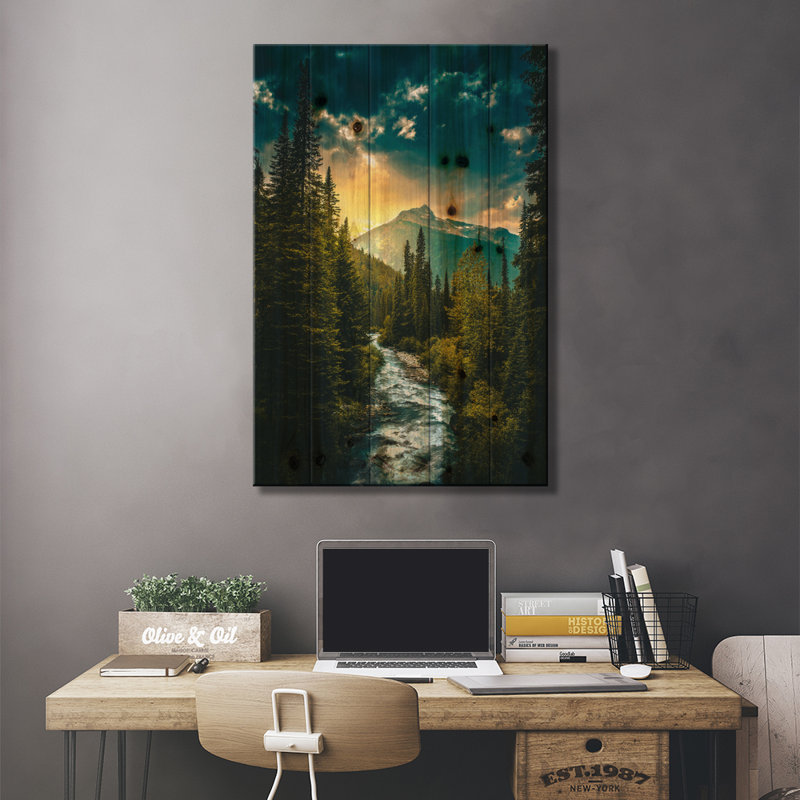 «Where the River Flows» par Zach Doehler - reproduction de photo, Toile avec cadre noir patiné, H 26 po x l 18 po x 1,5 po