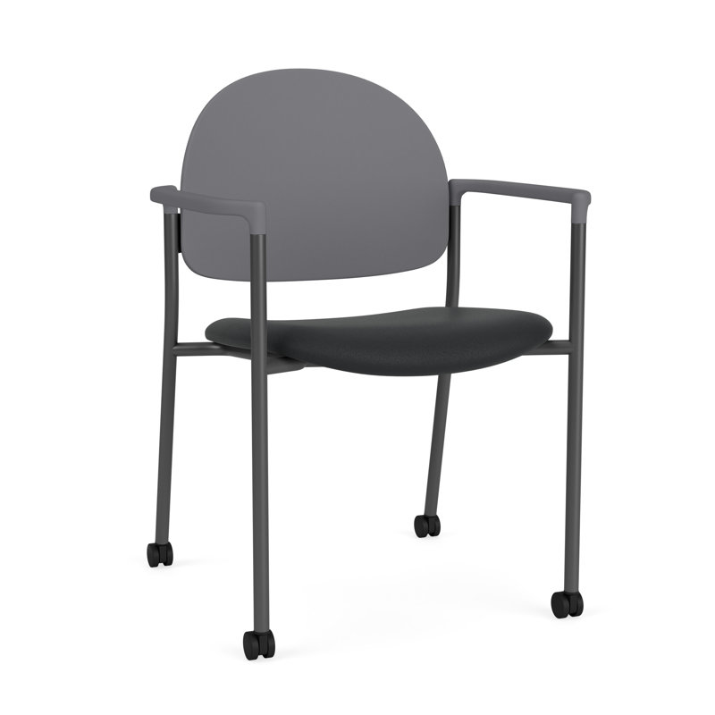 Chaise d'invité à chat avec roulettes, Gris anthracite, Modena Graphite / Flint Grey Poly