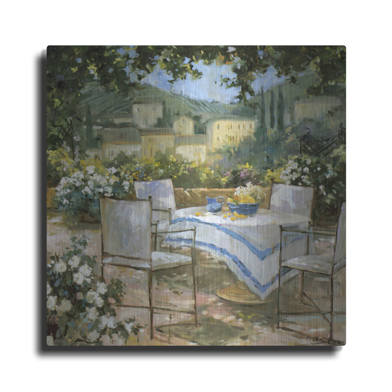  «Tuscany Terrace 1» par Allayn Stevens, art mural en métal, 12 po x 12 po, H 12 po x l 12 po
