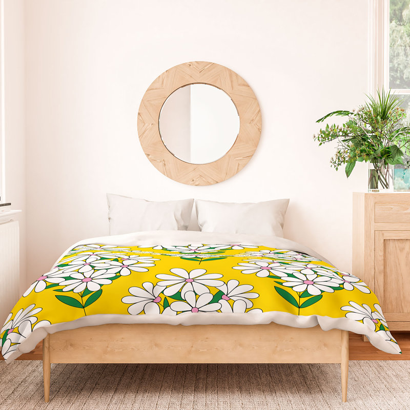 Housse de couette en coton jaune / blanc / vert Jenean Morrison, Housse de couette double