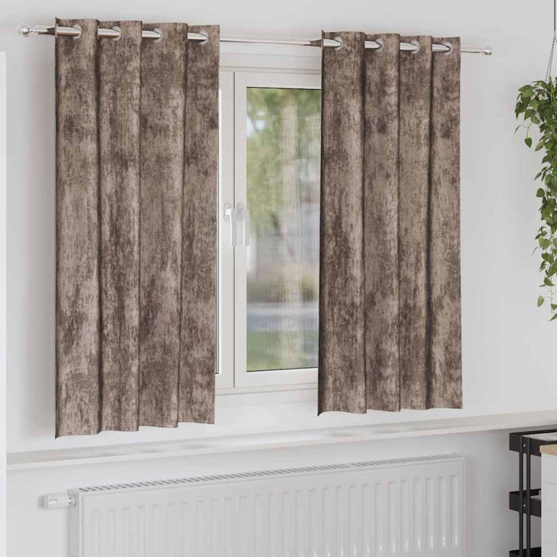 Alithia Velvet Room Darkening Curtain Pair, Cappuccino, 140cm Width x 175cm Drop