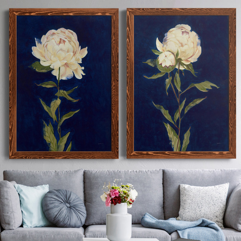 PRETTY AS A PEONY I - Ensemble de 2 reproductions de cadres photo sur toile, H 37,5 po x l 55 po x P 1,5 po, Cadre en érable