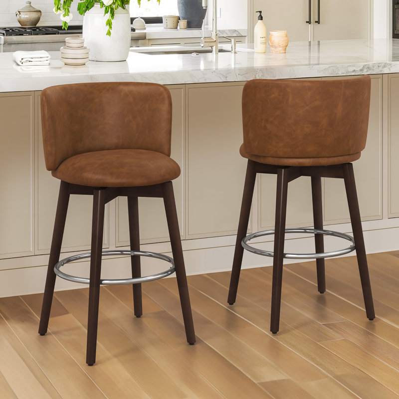  Tabouret de comptoir pivotant de 26 po Patrick,  Siège brun / base brun foncé
