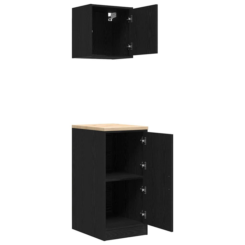 Garage Cabinets 2 Pcs Engineered Wood, Black