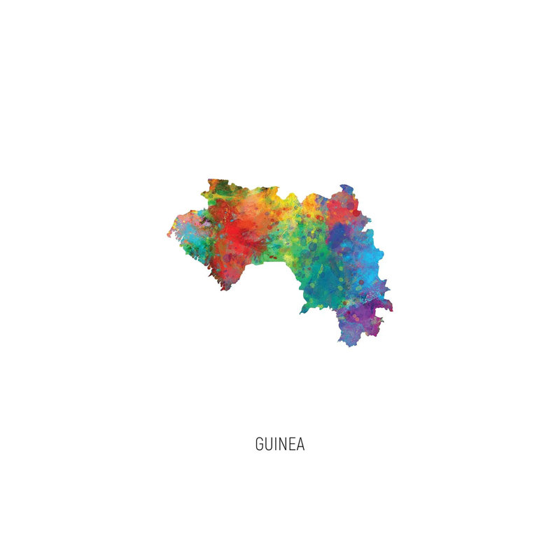 Guinea Map by Michael Tompsett - Wrapped Canvas Print, 30.48cm H x 20.32cm W x 1.905cm D