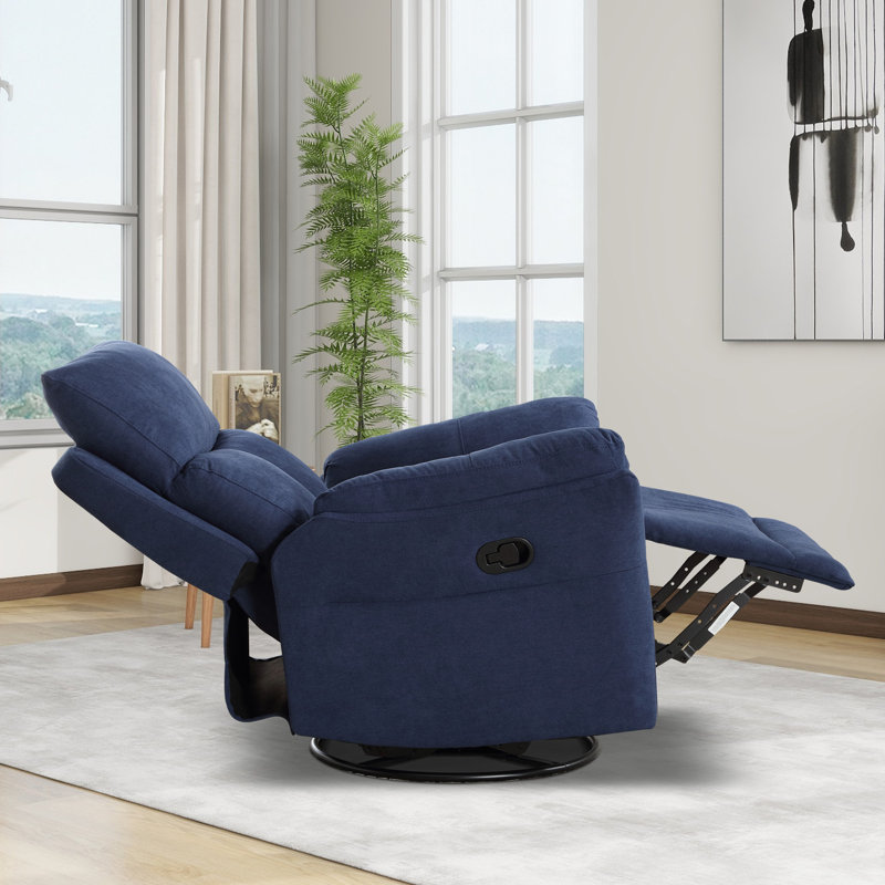 Henriane 33.5'' Wide Modern and Upholstered Manual Swivel and Rocker Standard Recliner  (Set Of 2), Blue