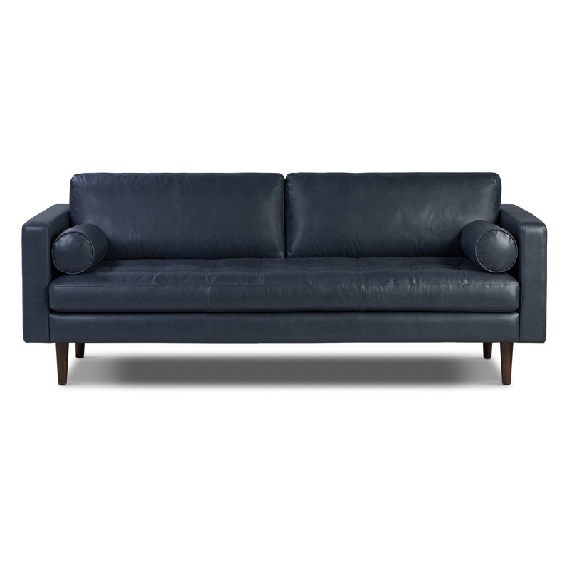 Napa 88.5'' Full-Grain Genuine Italian Leather Sofa, Deepsky Blue