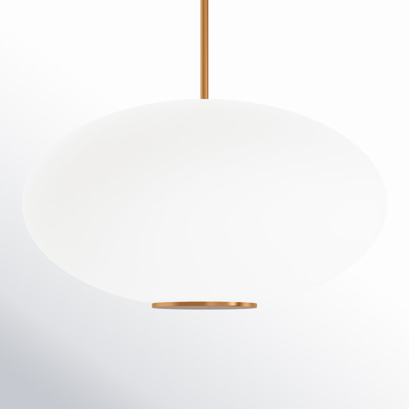 Illusion Dimmable LED Pendant With Oval Shaped Glass Shade, Adjustable Color Temperature, Aged Brass, 3000K