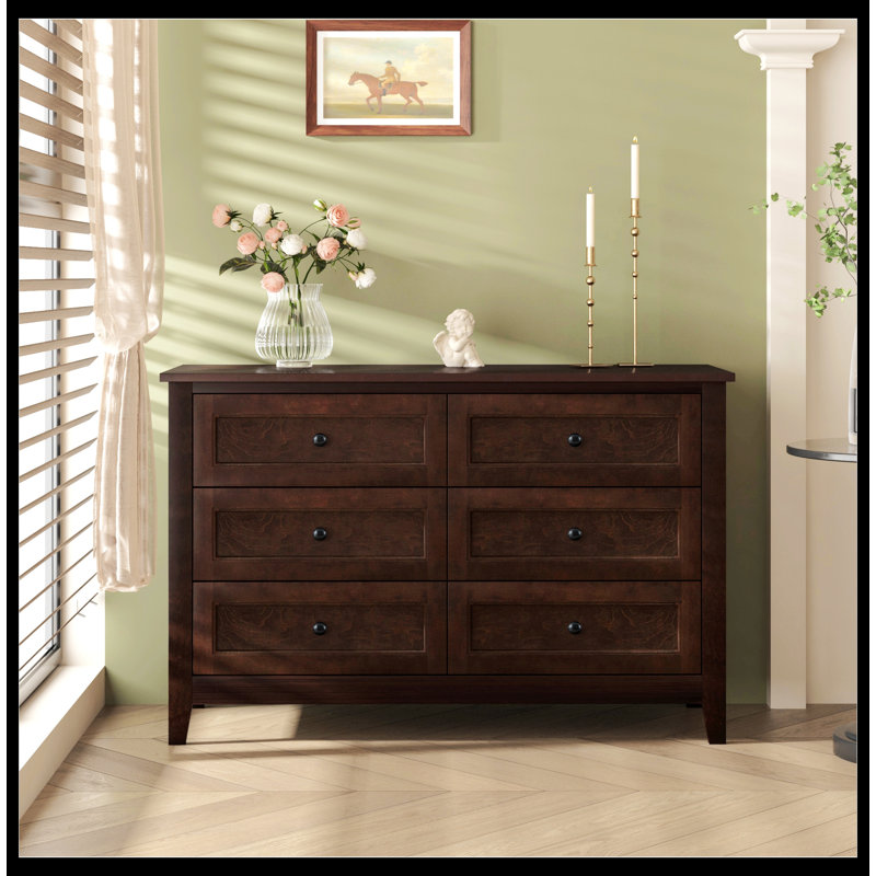 Commode 6 tiroirs, couloir de cuisine, buffet, armoire de rangement, armoire d'entrée, armoire latérale, Auburn