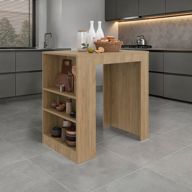 Îlot de cuisine et plateau de table à hauteur de comptoir avec tablette
