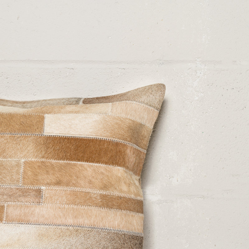 Graham Cowhide Throw Square Pillow Cover & Insert, Natural