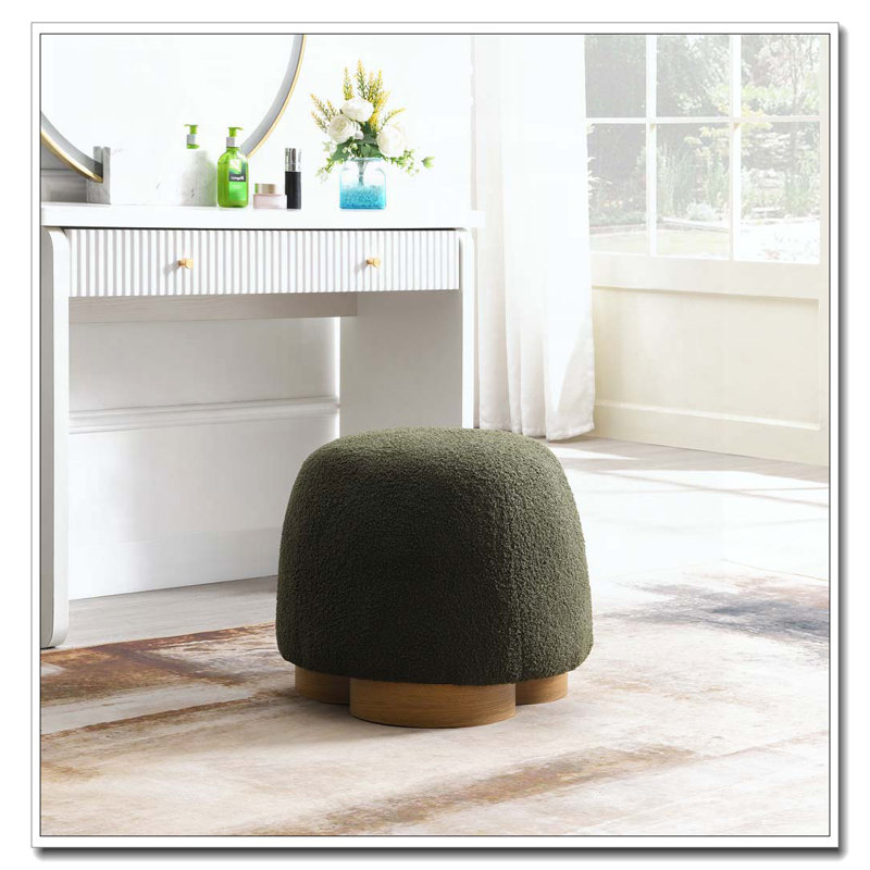 Repose-pieds rembourré en tissu doux entièrement rembourré, Vert olive