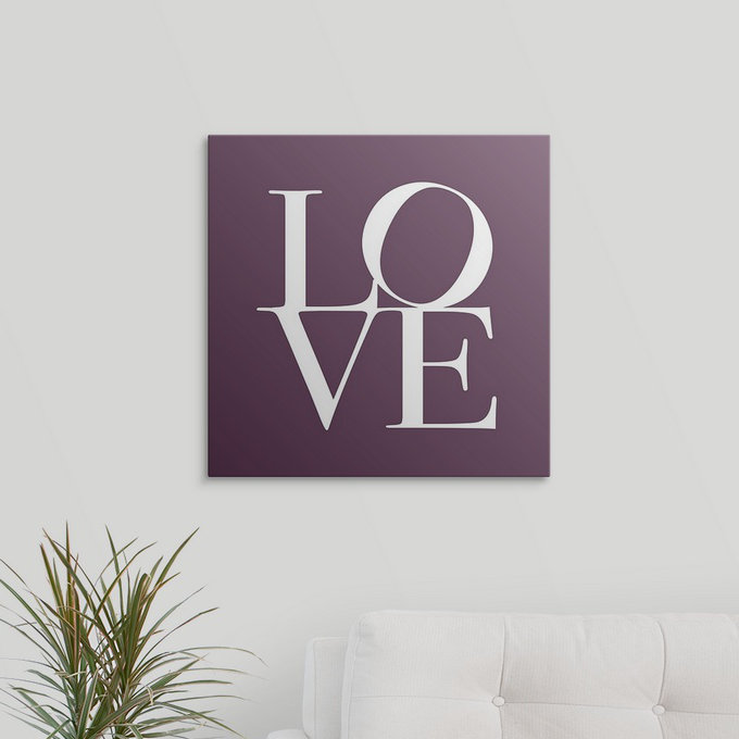 «Love» par Francy, art textuel, H 16 po x l 16 po x P 1,5 po, Toile