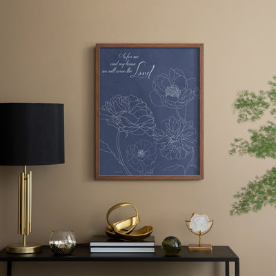 Serve the Lord Floral Sketch Framed Print - Solid Wood