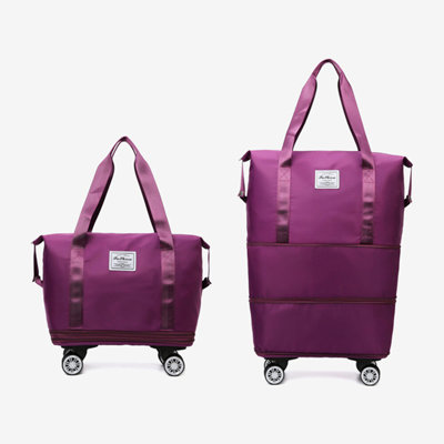 Expandable Rolling Duffle Bag Wheeled Luggage Foldable Lightweight Suitcase.