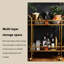 Chariot-bar de luxe en métal doré 27,56 po, table de rangement et porte-bouteilles de vin mobile sur roulettes