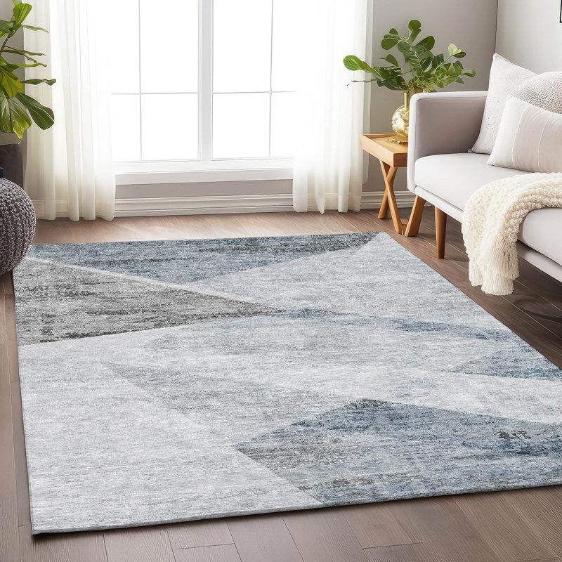 Premium Machine Washable Prisco Sky Rug, Rectangle 8' x 10'