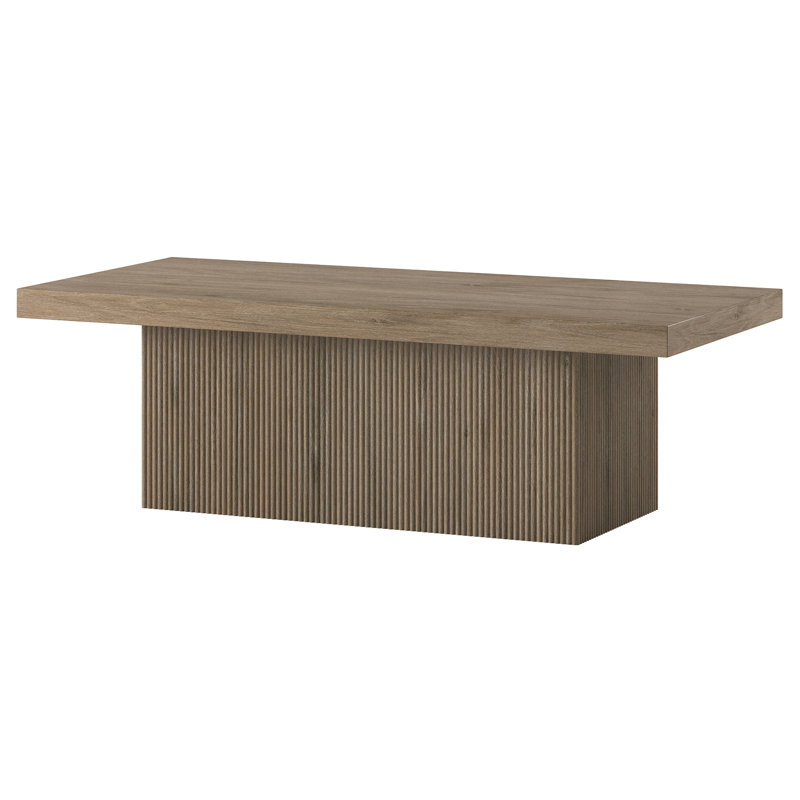 Karyme 48" Wide Rectangular Coffee Table, Antiqued Gray Oak