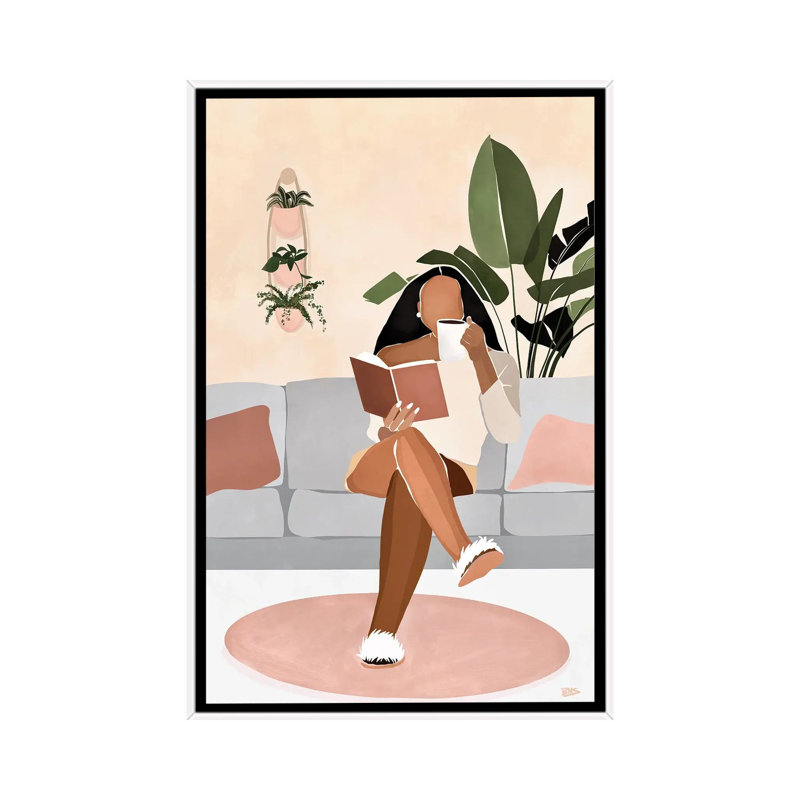 « Lounge » par Bria Nicole-impression d’art graphique, H 26 po x l 18 po x 1,5 po, Toile blanche encadrée, Pas de tapis