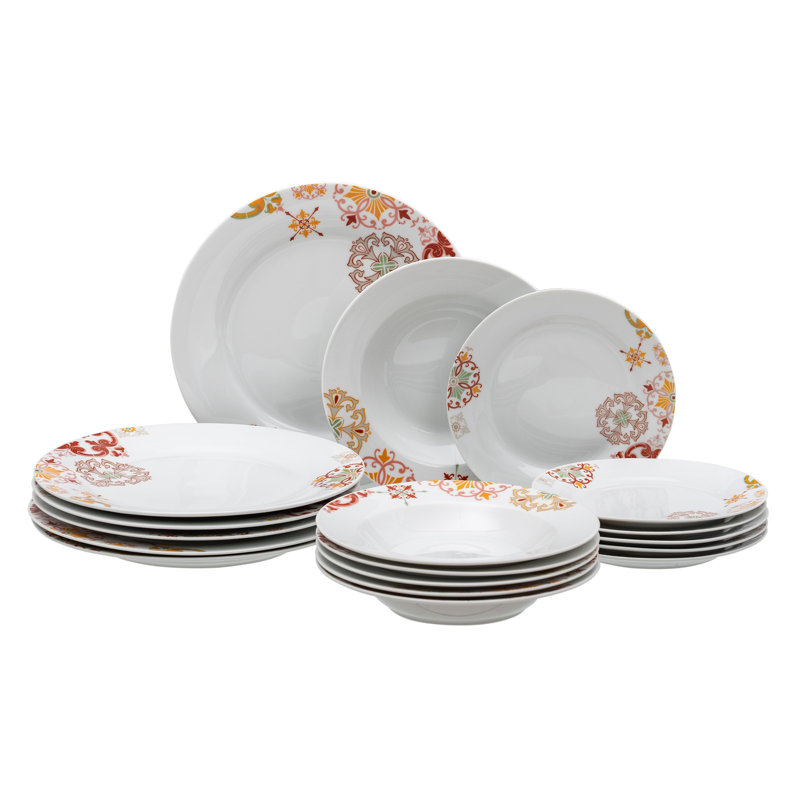Arieah Piece Porcelain China Dinnerware Set - Service for 6