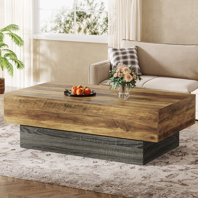 55.12" W Manufactured Wood Coffee Table, Brown/Gray