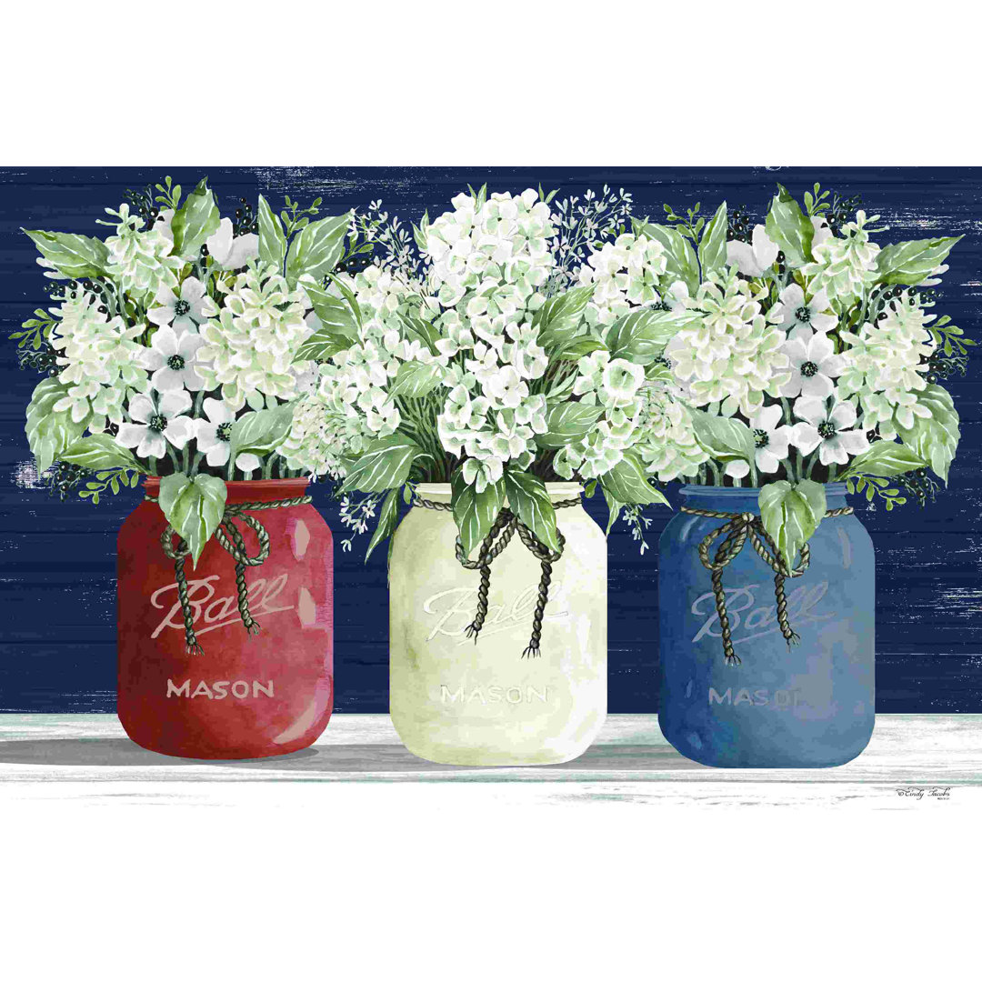 " Red, White And Blue Jar Trio " by Cindy Jacobs Red Barrel Studio®