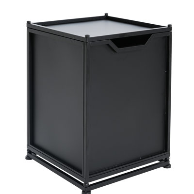 Outdoor Metal Tank Holder Side Table, Matte Black Finish, Modern Design With Simple Lines, Multi - Functional Use, Powder Coated Iron, 16.16 X 21.49 Size Clean Lines Design, Usage, Iron Frame, Width,