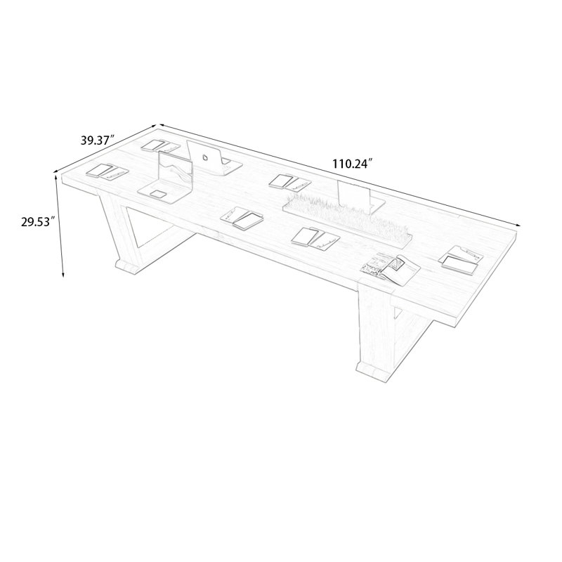Table de conférence Burlywood, H 29,53 po x L 110,24 po x l 39,37 po