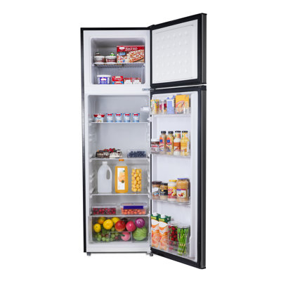 BLACK+DECKER 10 Cu. Ft. Top Mount Refrigerator with Freezer, 2 Door Fridge with Top Freezer and Mechanical Temperature Control, For Homes and Apartments, BDA10LAS, Stainless Steel Look