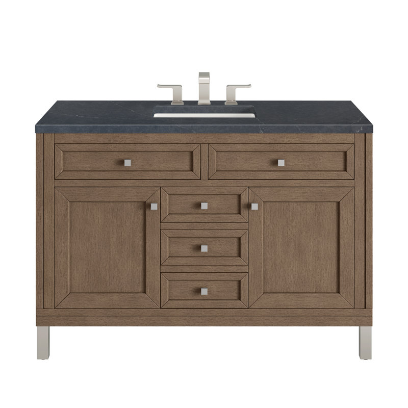 Chicago 48" Single Bathroom Vanity Set, Glossy White, Phantome Eclos, 8" Widespread