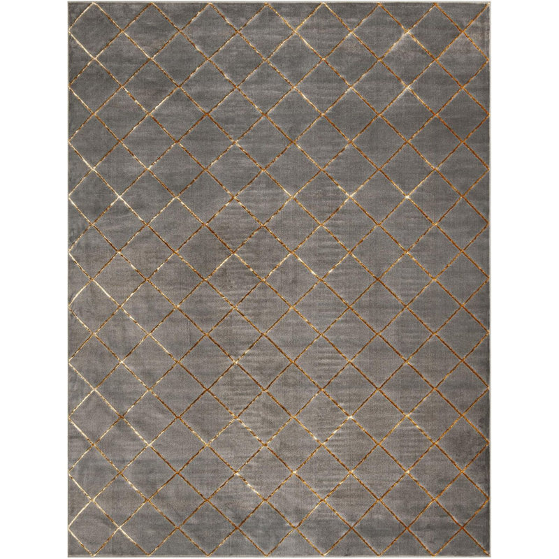 Contemporary Etowah Gray and Gold Color, Rectangle 10' x 13'1"