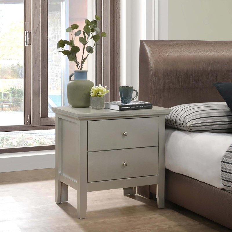 Elegant Nightstand, Silver Champagne