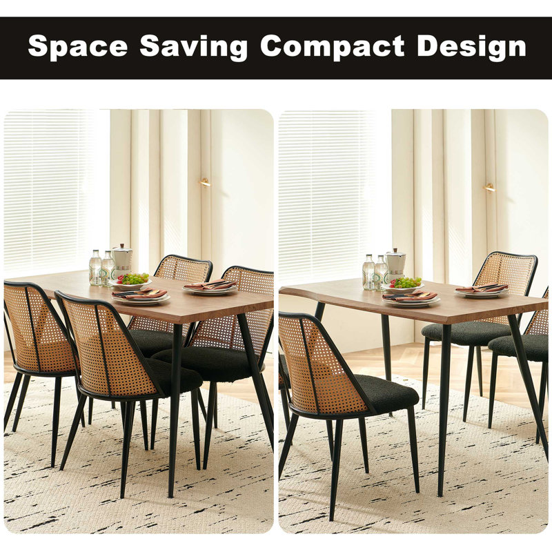 Serene Rectangular Table Set for 4, Black