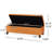 Burnt Orange Velvet Bench With Large Storage And Surface, On Birch Wood Legs Dark Brown Finish, 250 Lbs Weight Capacity Compartment Legs, Supports Up To-469179894