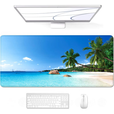 Tapis de souris de jeu grand format, tapis de bureau, bleu, 40 x 90 cm. Livré avec une tasse blanche.