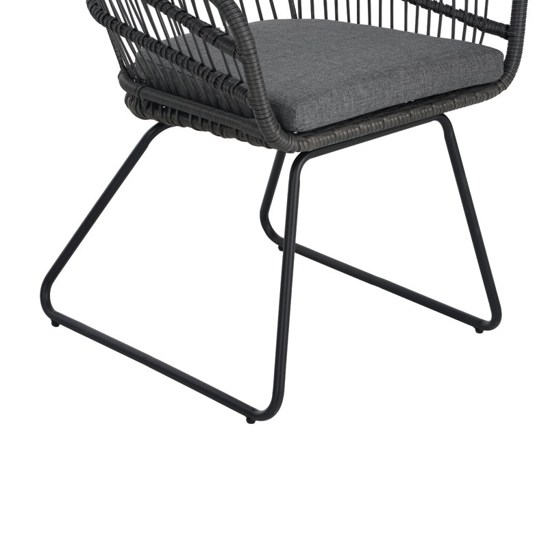 Chaise de patio avec coussin Sayali, Gris / Noir