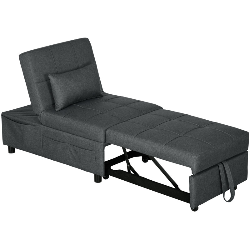 Marmion Single 65.5cm Upholstered Futon Chair, Innerspring/Coil, Grey