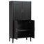 Armoire de rangement haute à 4 portes avec tiroir et tablettes réglables-129699059
